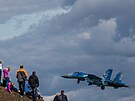 Stíhaka SU-27 na pehlídce CIAF na letiti v Hradci Králové. (2. 9. 2017)
