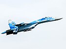 Stíhaka SU-27 na pehlídce CIAF na letiti v Hradci Králové (3. záí 2016)