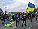 Protest na podporu Ukrajin v Teplicích (4. bezna 2022)