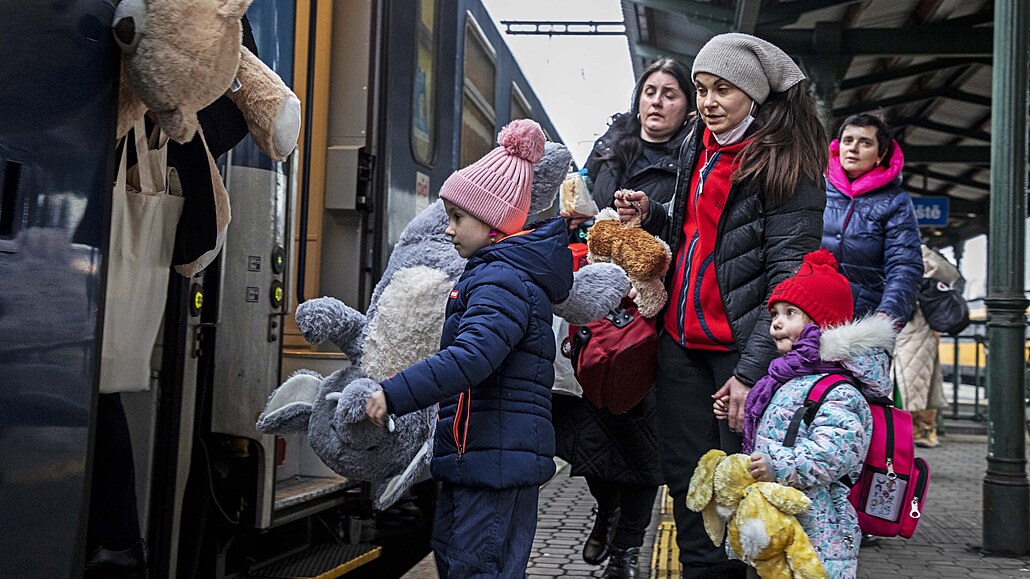 Ukrajintí uprchlíci v Bohumín (26. února 2022)