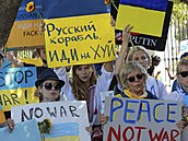 Protesty proti ruské invazi na Ukrajině v Jihoafrické republice před...