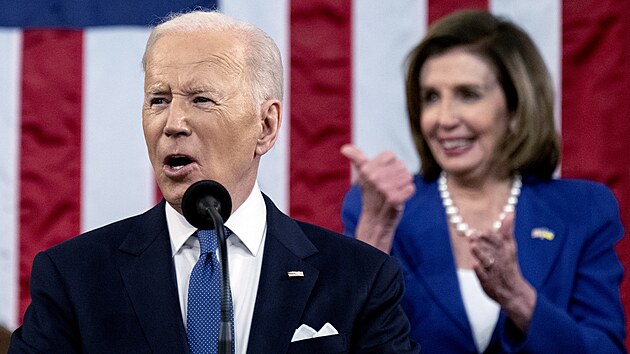 Prezident Spojench stt Joe Biden vystoupil s jeho prvnm poselstvm o stavu unie v americk Snmovn reprezentant. (1. bezna 2022)