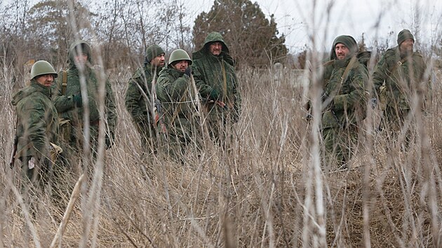 Rut vojci ve vesnici Bugas v Donck oblasti (6. bezna 2022)