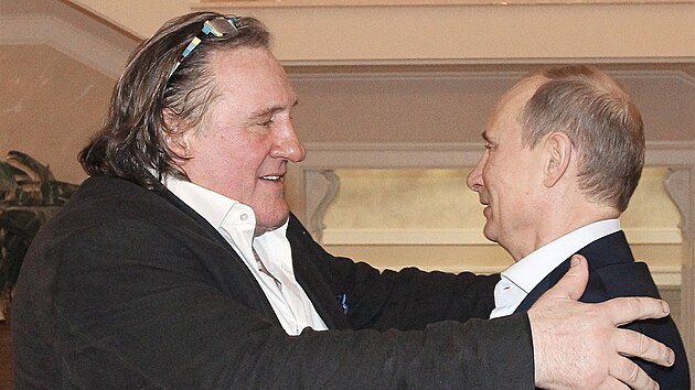 Gérard Depardieu a Vladimir Putin v Soči (leden 2013)