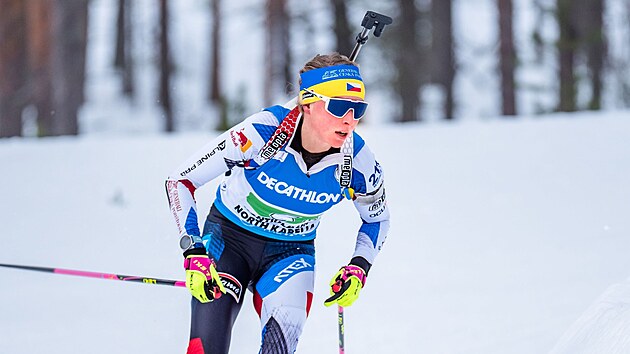 Mark�ta Davidov� b�hem �tafetov�ho z�vodu v Kontiolahti