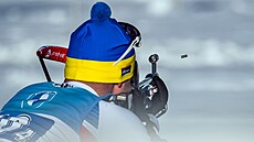 �eský biatlonista Michal Kr�má� b�hem �tafetového závodu ve finském Kontiolahti