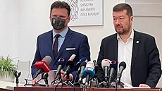 �éfka poslaneckého klubu ANO Alena Schillerová ve Sn�movn� s p�edsedou SPD Tomio Okamurou