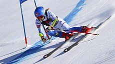 Mikaela Shiffrinová v superobím slalomu v Lenzerheide.