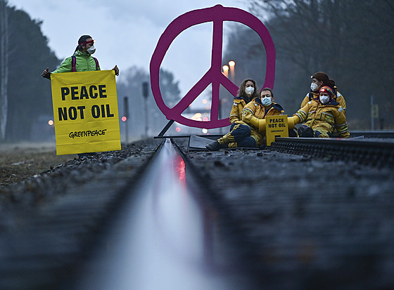 Nmetí aktivisté Greenpeace protestují proti dovozu paliv z Ruska. (15. bezna...