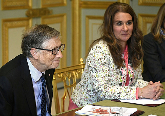 Melinda a Bill Gatesovi v Paíi (16. dubna 2018)
