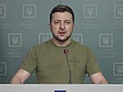 Volodymyr Zelenskyj hovoí k lidem a médiím bhem války na Ukrajin. (9. bezna...