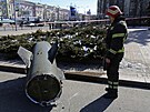 ást ukrajinské rakety Toka-U na ulici v Doncku na Ukrajin (14. bezna 2022)