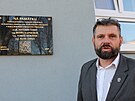 Martin Peln v civilu u pomnku padlch z boj s henleinovci u Moravsk...