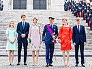Belgický král Philippe, královna Mathilde a jejich dti  princezna Eleonore,...
