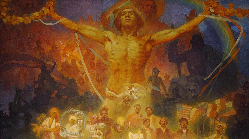 Apoteóza. Slovanstvo pro lidstvo! Autor Alfons Mucha