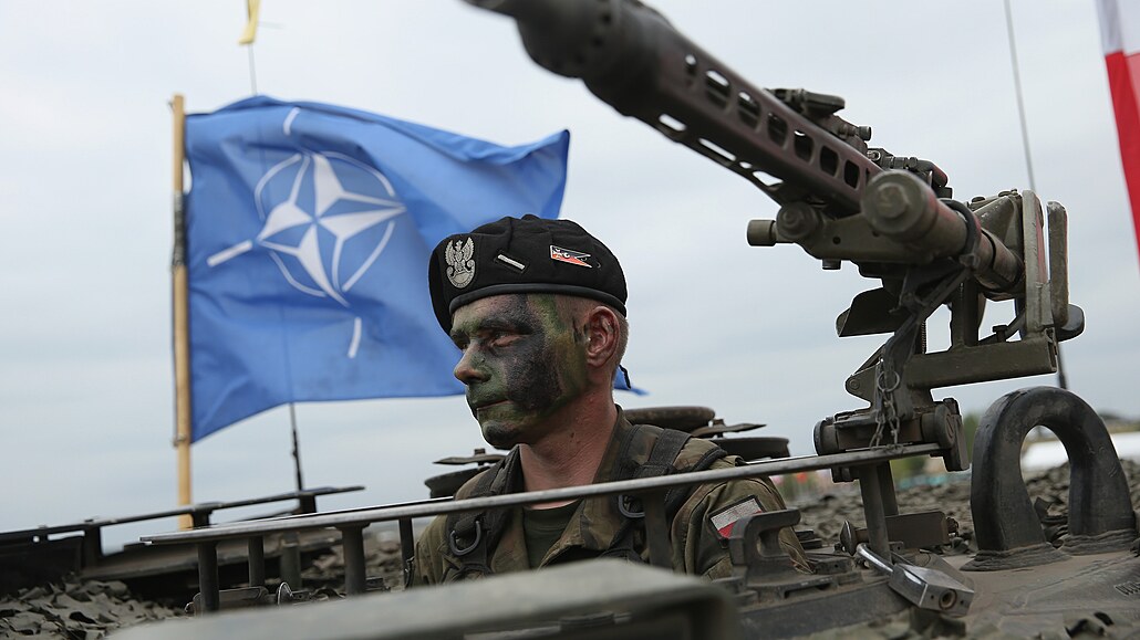 Polský voják v tanku NATO (18. �ervna 2015)
