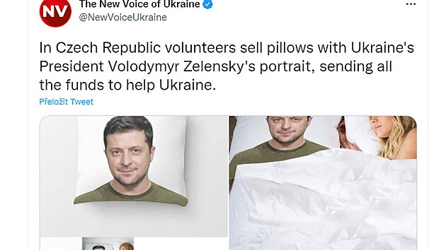 Prodej eskho polte s podobiznou ukrajinskho prezidenta zaznamenala i mdia v zahrani (2022). 
