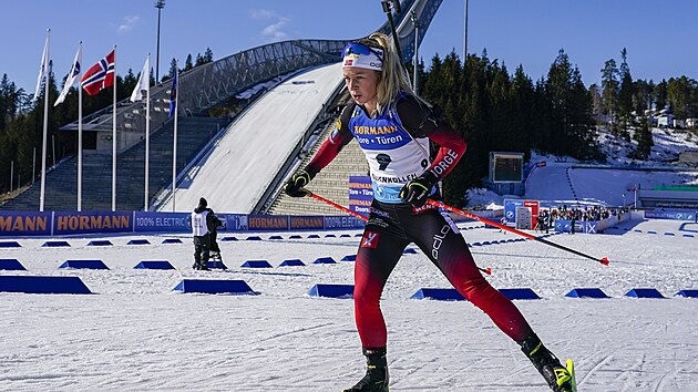 Norsk biatlonistka Tiril Eckhoffov ve sprintu Svtovho pohru v Oslu.