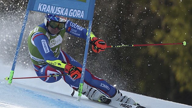 Alexis Pinturault na trati obho slalomu v Kranjsk Goe