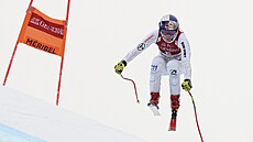 Ester Ledecká při druhém tréninku na sjezd na finále SP lyžařek v Courchevelu.