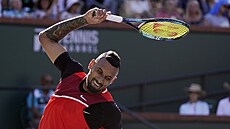 Vzteklý Nick Kyrgios ve �tvrtfinále turnaje v Indian Wells.