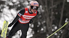 Stefan Kraft v závodu Světového poháru v letech na lyžích v Oberstdorfu.