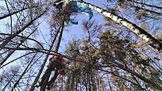 V korunách strom na Perovsku uvázl paraglidista, zachránili ho hasii. (12....