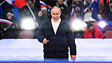 Ruský prezident Vladimir Putin na oslavách připojení Krymu na moskevském...