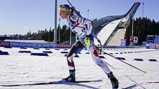 Biatlonistka Markéta Davidová na tratí sprintu na Světovém poháru v Oslu.