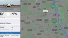 Údajný transpondér ze zni�eného AN-225 nad Kyjevem na Flightradar24