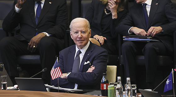Americký prezident Joe Biden na summitu NATO v Bruselu (24. bezna 2022)
