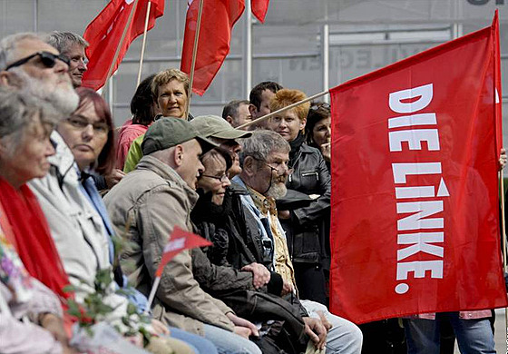 Pedvolební mítink nmecké levicové strany Die Linke v Berlín (5. ervna 2009)