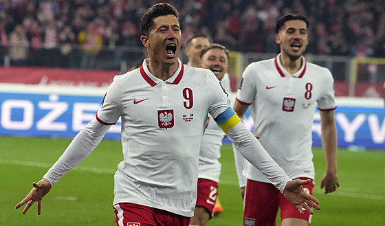 Polský útoník Robert Lewandowski se raduje, práv védsku vstelil gól, který...