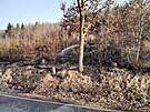 Hasi�i likvidují po�ár suché trávy.
