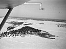 Letecký snímek krajiny, védská dobrovolnická letecká jednotka F 19, zimní válka