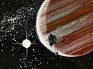 Malba prletu sondy Pioneer 10 kolem Jupiteru
