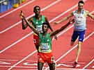 Etiopan Selemon Barega oslavuje vítzství v závod na 3000 metr na halovém...