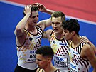 Belgický tým vítzí ve tafet na 4x400 metr na halovém mistrovství svta v...