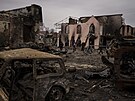 Následky boj v Trostsjanci na Ukrajin. (28. bezna 2022)