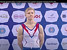 Ruský gymnasta Ivan Kuliak si nalepil symbol agrese na dres.
