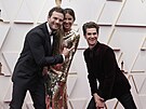 Jamie Dornan, Amelia Warnerová a Andrew Garfield na udlování Oscar (Los...