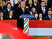 Maďarský premiér Viktor Orbán na pochodu při příležitosti výročí...