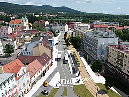 Vizualizace, jak by m�la vypadat tra� po úpravách v centru m�sta.