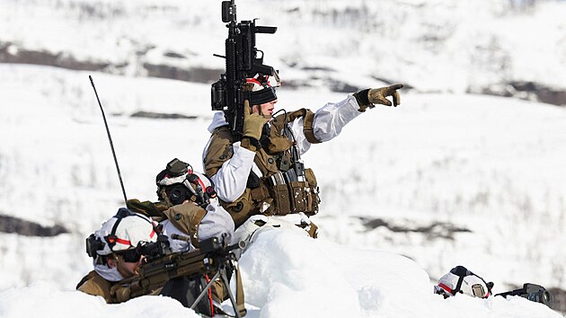 Vojenské cvičení "Cold Response 2022" v Norsku, kterého se kromě 30 000 vojáků z členských zemí NATO zúčastnily i jednotky z Finska a Švédska (24. března 2022)