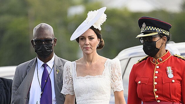 Vévodkyně z Cambridge Kate Middleton se v březnu 2022 spolu s manželem Williamem Vévodou z Cambridge účastnila královské cesty po Karibiku.