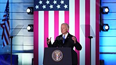 Americký prezident Joe Biden p�i projevu ve Var�av� (26. b�ezna 2022)