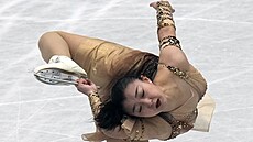 Japonská krasobruslařka Kaori Sakamotová na mistrovství světa v Montpellieru