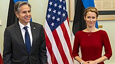 Premiérka Estonska Kaja Kallasová s ministrem zahrani�ních v�cí USA Antony...