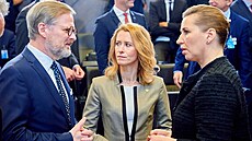 Premiér �eské republiky Petr Fiala v rozhovoru s estonskou premiérkou Kajou...