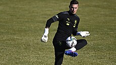 Nová�ek fotbalové reprezentace Milan He�a b�hem p�ípravy reprezentace na bará�...